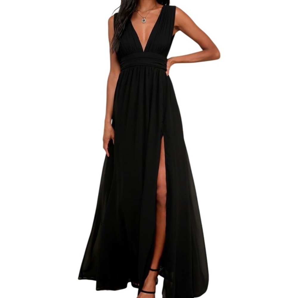 NWT Lulus Women's Heavenly Hues Black Maxi Dress Size Large Formal Evening Chic